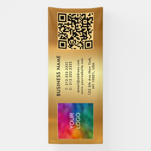 Aangepaste Zakelijke QR Code Upload Logo Gold Outd Spandoek (Verticaal)