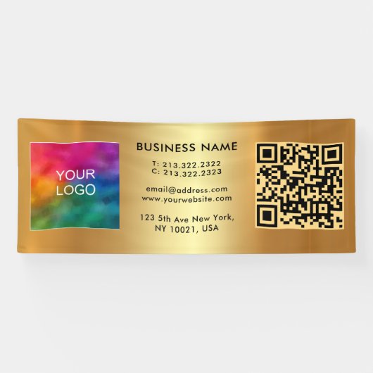 Aangepaste Zakelijke QR Code Upload Logo Gold Outd Spandoek (Horizontaal)