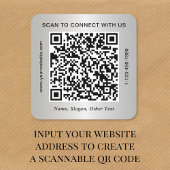 Aangepaste Zakelijke QR Code Zilver Vierkante Sticker