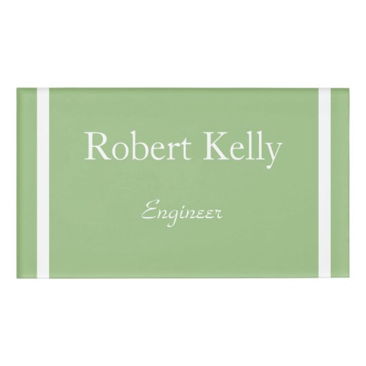 Aangepaste zakelijke regels voor groene en witte l naambadge (Voorkant)