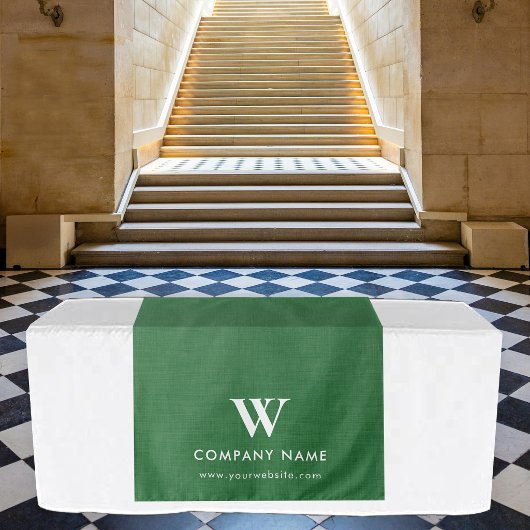 Aangepaste zakelijke tafelrenner banner groene lin wandkleed