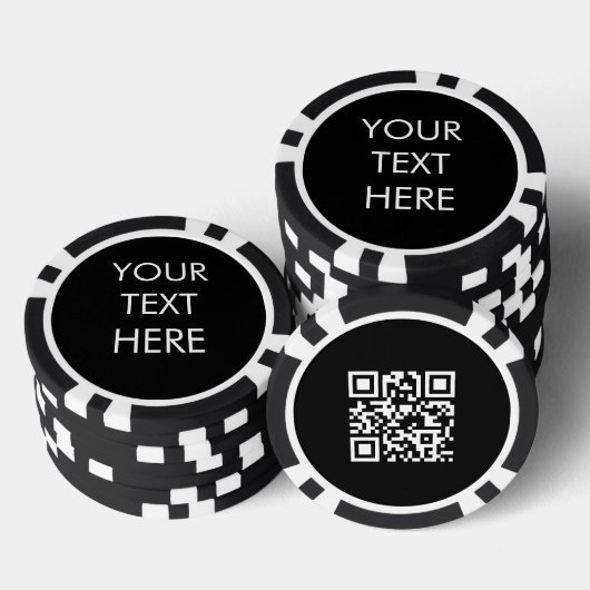 Aangepaste zakelijke tekst promotionele QR-code zw Poker Chips (Opstapeling)