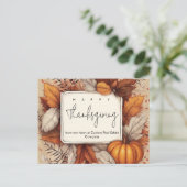 Aangepaste zakelijke Thanksgiving blad en pompoen Feestdagenkaart (Staand voorkant)