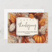Aangepaste zakelijke Thanksgiving blad en pompoen Feestdagenkaart (Voorkant / Achterkant)