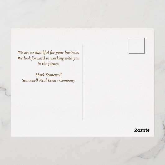 Aangepaste zakelijke Thanksgiving Cholisch afvalle Folie Feestdagen Briefkaart (Achterkant)