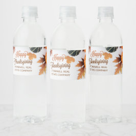 Aangepaste zakelijke Thanksgiving-feest Cute Pumpk Waterfles Etiket