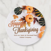 Aangepaste zakelijke Thanksgiving — mooie pompoen Bedankjes Labels (Voorkant)