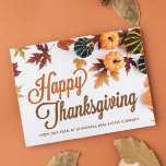 Aangepaste zakelijke Thanksgiving — mooie pompoen Briefkaart<br><div class="desc">Dit prachtige bedrijfs Thanksgiving briefkaart kenmerkt een  herfstbladgrens van bruine en oranje bladeren met oranje pompoenen rond uw gepersonaliseerde bedrijfstekst. Pas deze mooie zakelijke feestdagen aan voor uw professionele groep met prachtige valkleuren.</div>