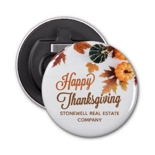 Aangepaste zakelijke Thanksgiving — mooie pompoen Button Flesopener