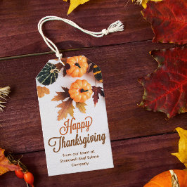 Aangepaste zakelijke Thanksgiving — mooie pompoen Cadeaulabel