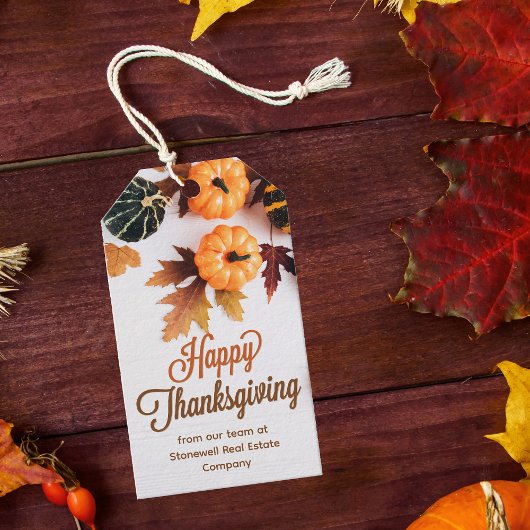 Aangepaste zakelijke Thanksgiving — mooie pompoen Cadeaulabel