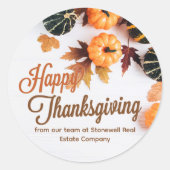 Aangepaste zakelijke Thanksgiving — mooie pompoen Ronde Sticker (Voorkant)
