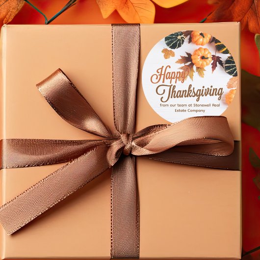 Aangepaste zakelijke Thanksgiving — mooie pompoen Ronde Sticker