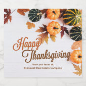 Aangepaste zakelijke Thanksgiving — mooie pompoen Sparkling Wijnetiket (Enkel label)