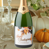 Aangepaste zakelijke Thanksgiving — mooie pompoen Sparkling Wijnetiket