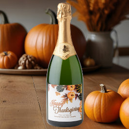 Aangepaste zakelijke Thanksgiving — mooie pompoen Sparkling Wijnetiket