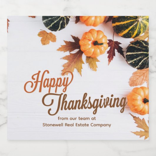 Aangepaste zakelijke Thanksgiving — mooie pompoen Sparkling Wijnetiket (Enkel label)
