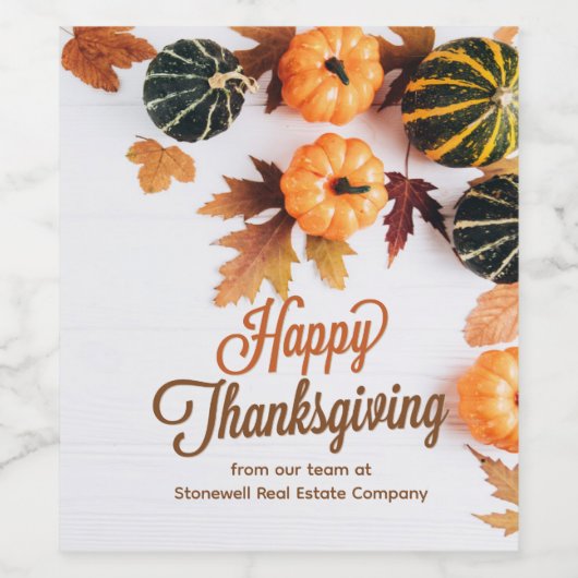 Aangepaste zakelijke Thanksgiving — mooie pompoen Wijn Etiket (Enkel label)