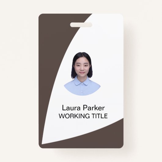 Aangepaste zakelijke werknemer Foto Tex Brown Choc Badge (Voorkant)