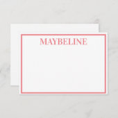 Aangepaste zalm en witte platte notiecards kaart (Voorkant / Achterkant)