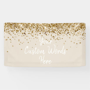 Aangepaste zand witte gouden verjaardagsfeest foto spandoek