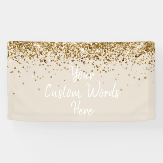 Aangepaste zand witte gouden verjaardagsfeest foto spandoek (Horizontaal)
