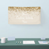 Aangepaste zand witte gouden verjaardagsfeest foto spandoek (Beurs)