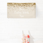 Aangepaste zand witte gouden verjaardagsfeest foto spandoek (Insitu)
