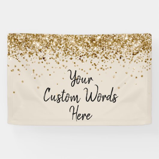 Aangepaste Zand Zwart Goud Verjaardagsfeest Fotoca Spandoek (Horizontaal)