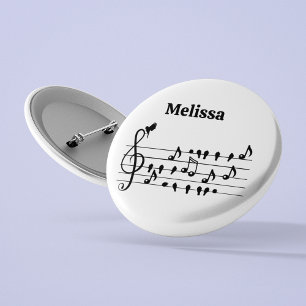 Aangepaste Zangvogel Vioolsleutel Kunst Ronde Button 3,2 Cm