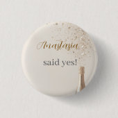 Aangepaste Ze Heeft Ja Gezegd Trouwfeest Knop Ronde Button 3,2 Cm (Voorkant)