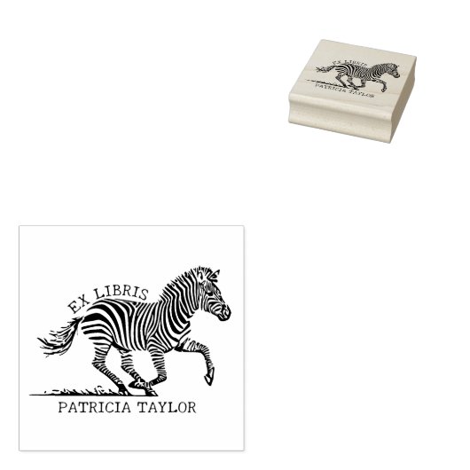 Aangepaste Zebra Ex Libris Bookplate Rubberstempel (Gestempeld)