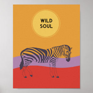 Aangepaste zebra moderne heldere vette safari post poster