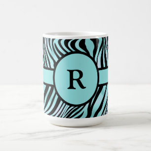 Aangepaste Zebra Print Black en Blauwgroen Turquoi Koffiemok