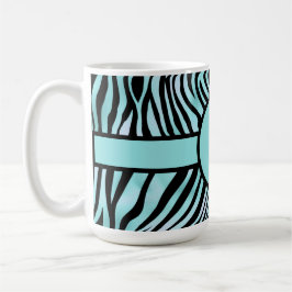 Aangepaste Zebra Print Black en Blauwgroen Turquoi Koffiemok