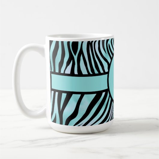 Aangepaste Zebra Print Black en Blauwgroen Turquoi Koffiemok (Links)