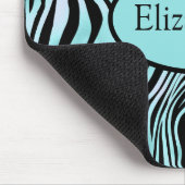 Aangepaste Zebra Print Black en Blauwgroen Turquoi Muismat (Hoek)