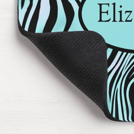 Aangepaste Zebra Print Black en Blauwgroen Turquoi Muismat (Hoek)