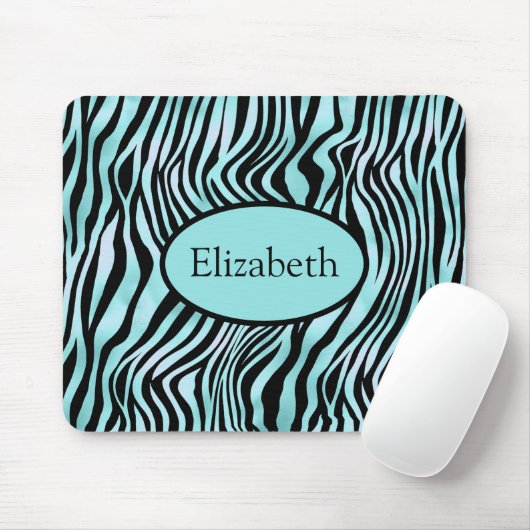 Aangepaste Zebra Print Black en Blauwgroen Turquoi Muismat (Met muis)