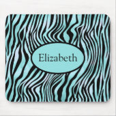 Aangepaste Zebra Print Black en Blauwgroen Turquoi Muismat (Voorkant)