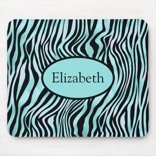 Aangepaste Zebra Print Black en Blauwgroen Turquoi Muismat (Voorkant)