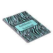 Aangepaste Zebra Print Black en Blauwgroen Turquoi Notitieboek (Rechterzijde)