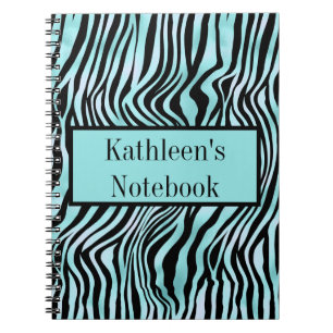 Aangepaste Zebra Print Black en Blauwgroen Turquoi Notitieboek