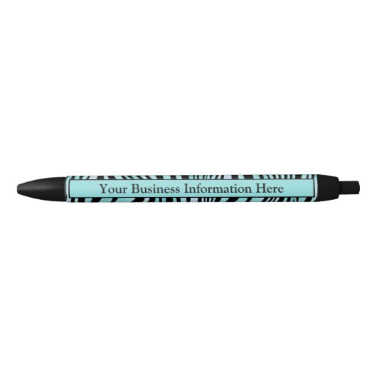 Aangepaste Zebra Print Black en Blauwgroen Turquoi Zwarte Inkt Pen (Voorkant)