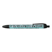 Aangepaste Zebra Print Black en Blauwgroen Turquoi Zwarte Inkt Pen (Bovenkant)