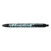 Aangepaste Zebra Print Black en Blauwgroen Turquoi Zwarte Inkt Pen (Achterkant)