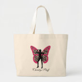Aangepaste Zebra Print Butterfly Girl Canvas tas (Voorkant)