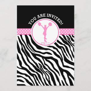Aangepaste zebra Print Cheer of Pom in roze Kaart