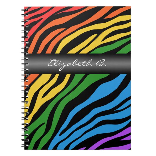 Aangepaste Zebra Print Rainbow-laptop Notitieboek (Voorkant)