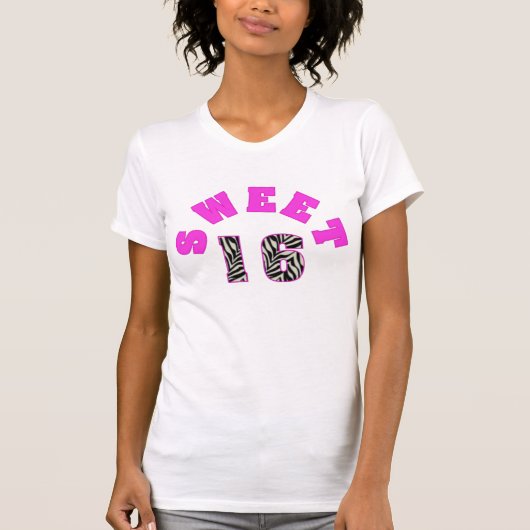 Aangepaste Zebra Print Sweet 16-shirt T-shirt (Voorkant)